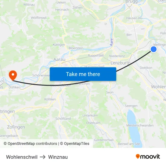 Wohlenschwil to Winznau map