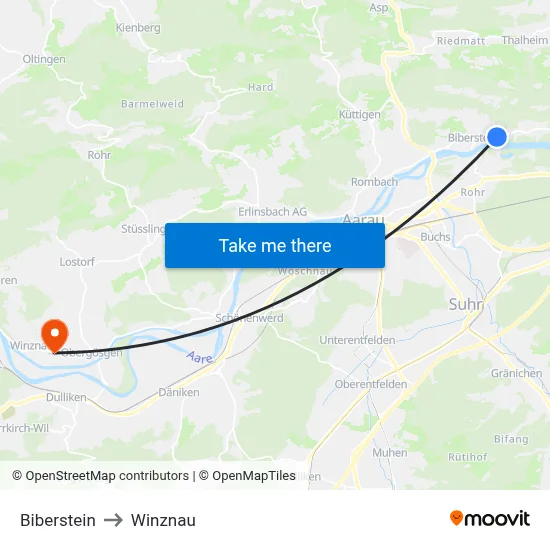 Biberstein to Winznau map