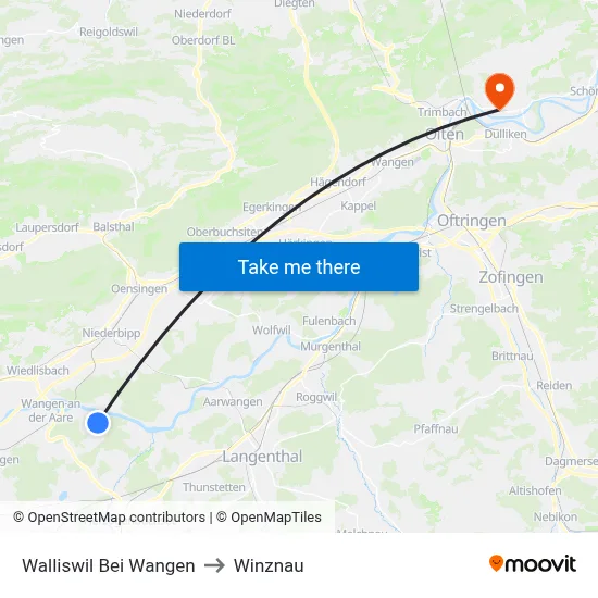 Walliswil Bei Wangen to Winznau map