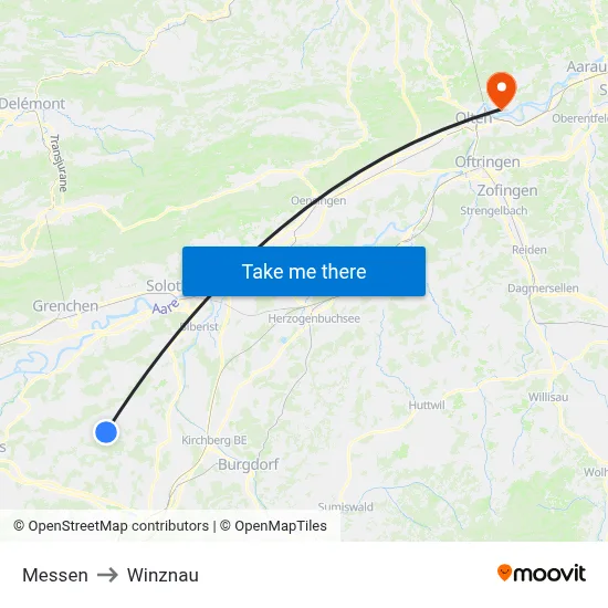 Messen to Winznau map