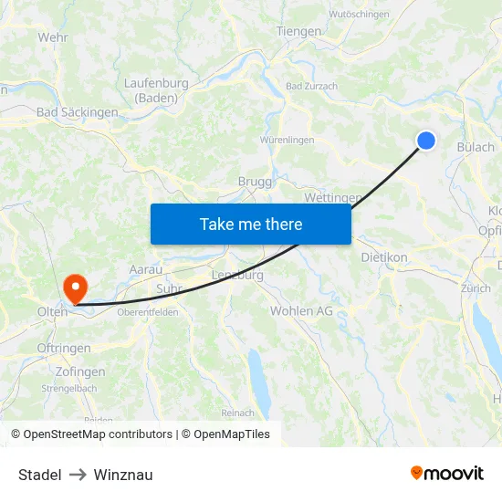 Stadel to Winznau map