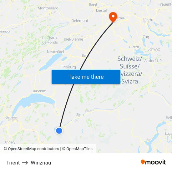 Trient to Winznau map