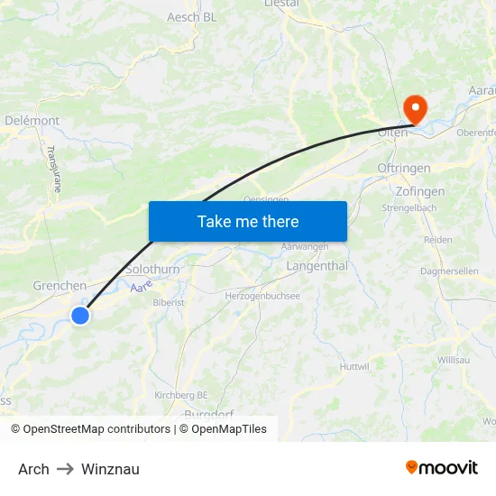 Arch to Winznau map