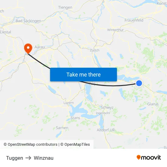 Tuggen to Winznau map