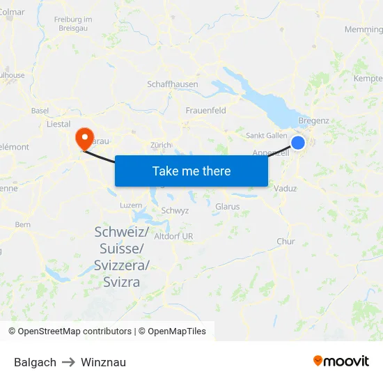 Balgach to Winznau map