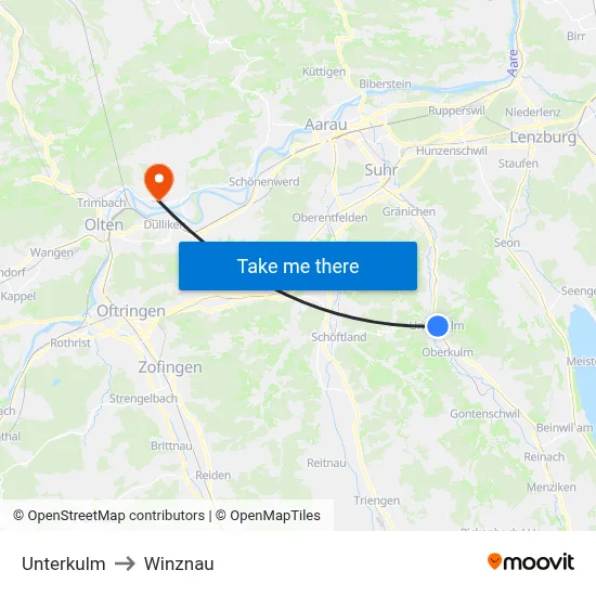Unterkulm to Winznau map
