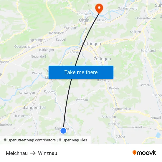 Melchnau to Winznau map