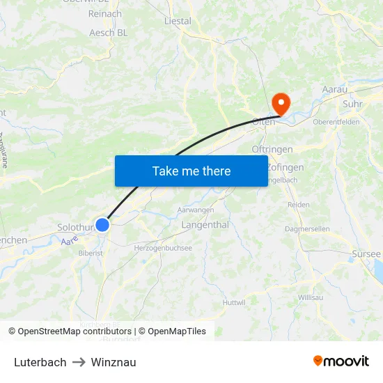 Luterbach to Winznau map