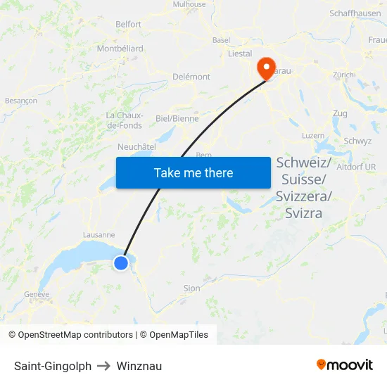 Saint-Gingolph to Winznau map