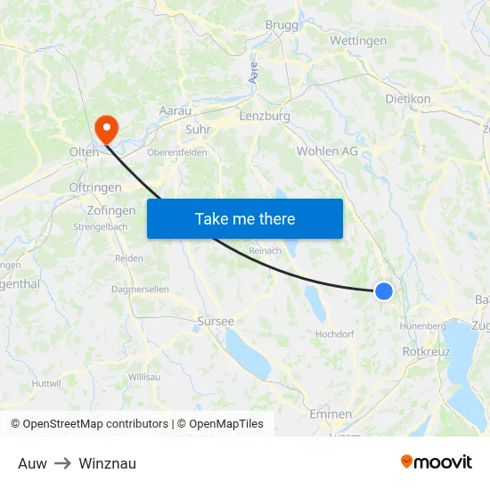 Auw to Winznau map