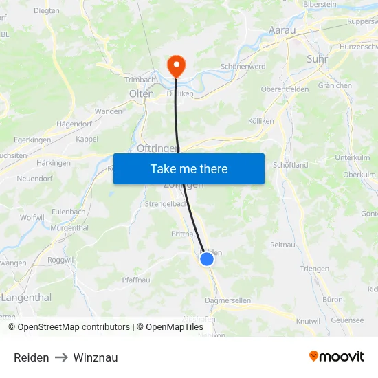 Reiden to Winznau map