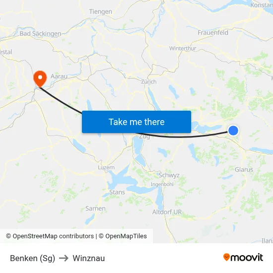 Benken (Sg) to Winznau map