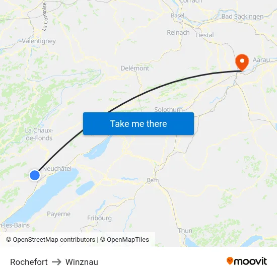 Rochefort to Winznau map