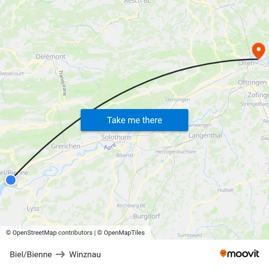 Biel/Bienne to Winznau map