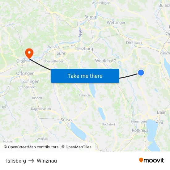 Islisberg to Winznau map