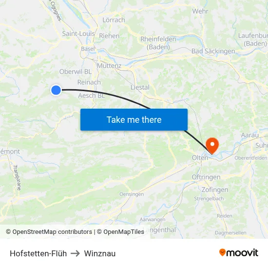 Hofstetten-Flüh to Winznau map
