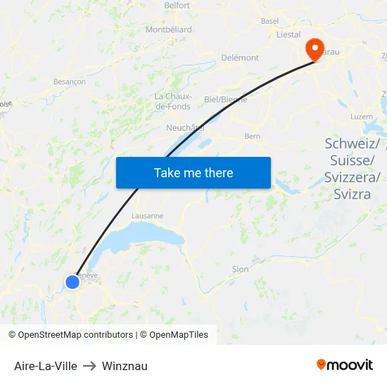 Aire-La-Ville to Winznau map