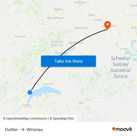 Duillier to Winznau map