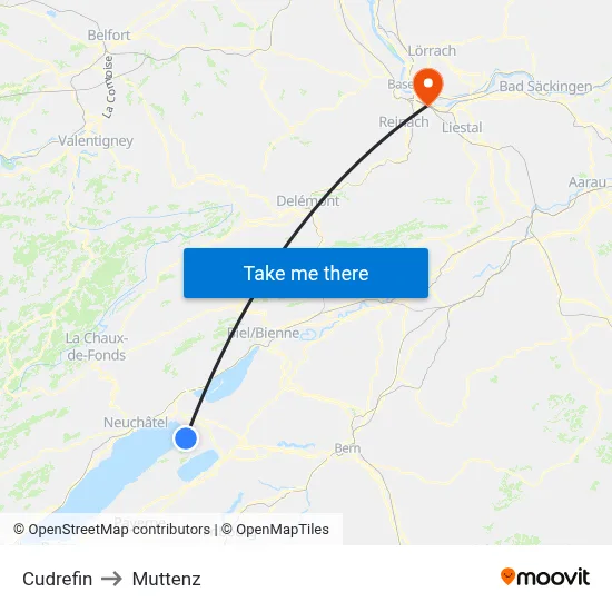 Cudrefin to Muttenz map
