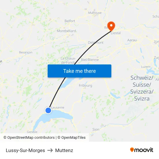 Lussy-Sur-Morges to Muttenz map