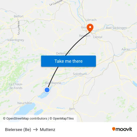 Bielersee (Be) to Muttenz map