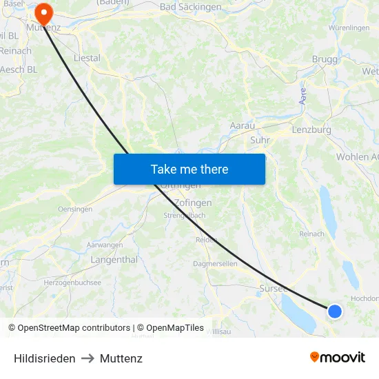 Hildisrieden to Muttenz map