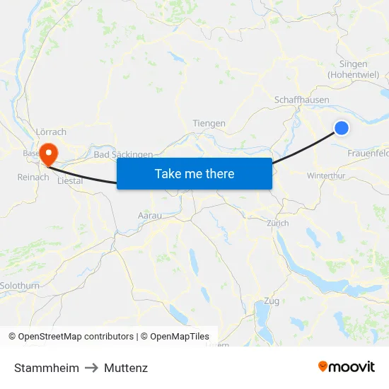 Stammheim to Muttenz map