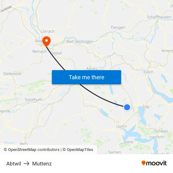 Abtwil to Muttenz map