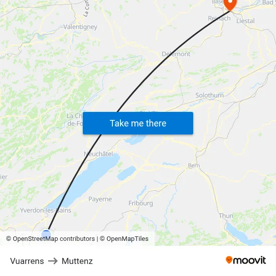 Vuarrens to Muttenz map