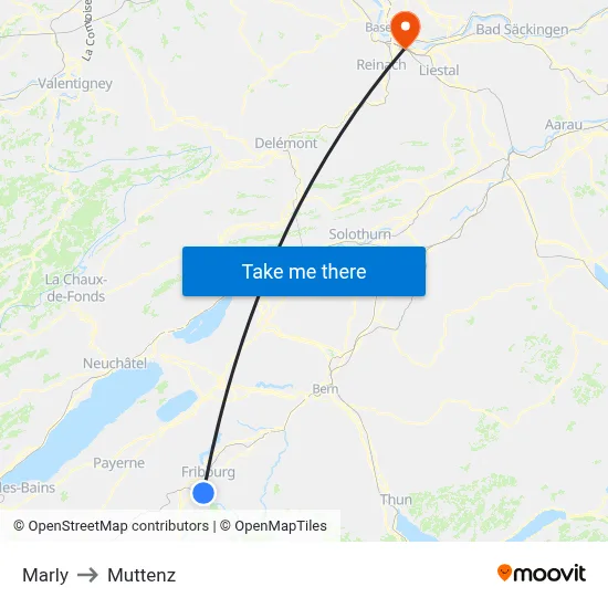 Marly to Muttenz map