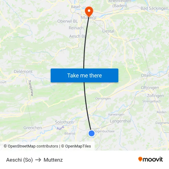 Aeschi (So) to Muttenz map