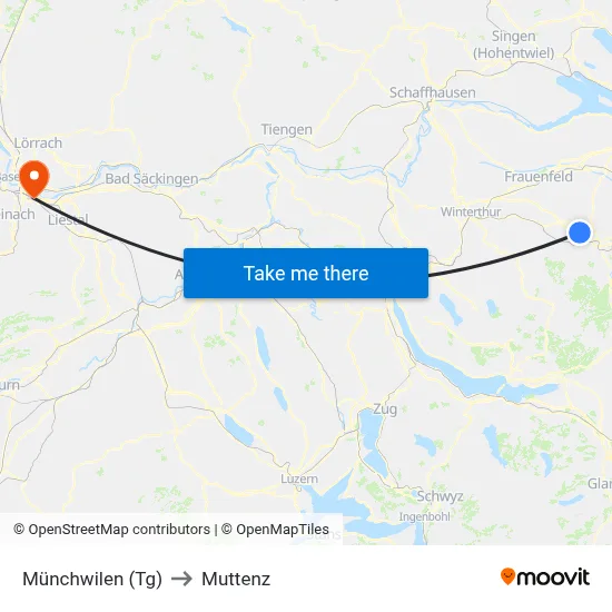 Münchwilen (Tg) to Muttenz map