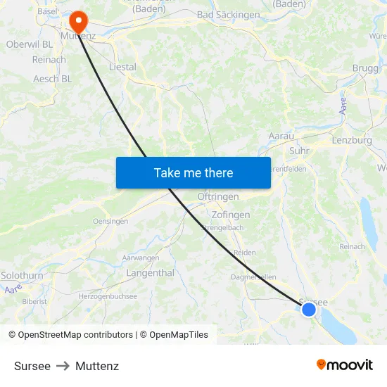 Sursee to Muttenz map