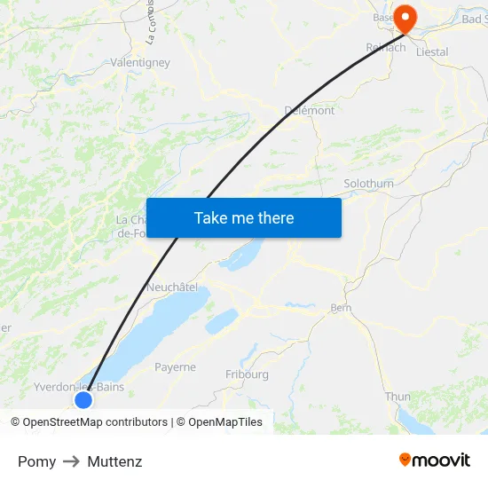 Pomy to Muttenz map