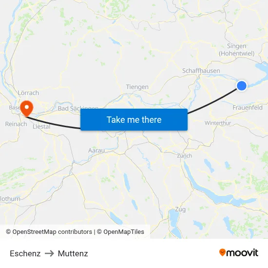 Eschenz to Muttenz map