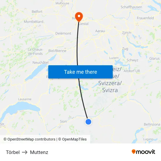 Törbel to Muttenz map