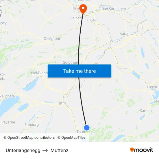 Unterlangenegg to Muttenz map