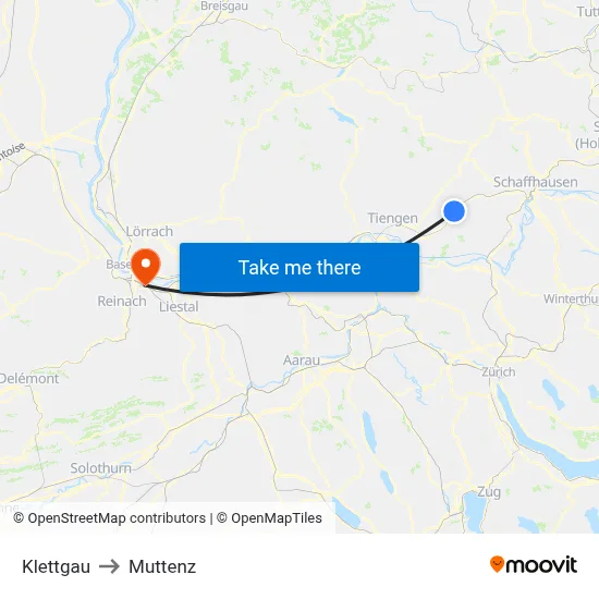 Klettgau to Muttenz map