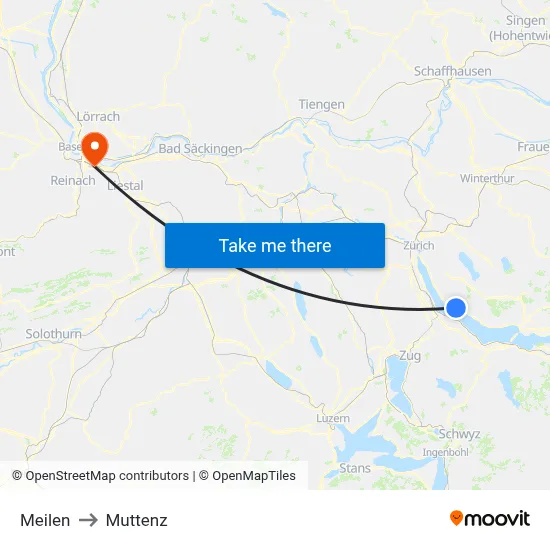 Meilen to Muttenz map
