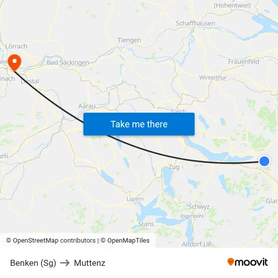 Benken (Sg) to Muttenz map