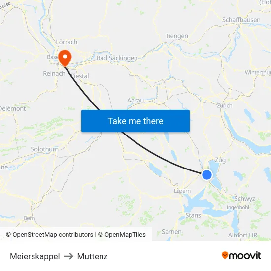 Meierskappel to Muttenz map