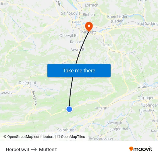 Herbetswil to Muttenz map