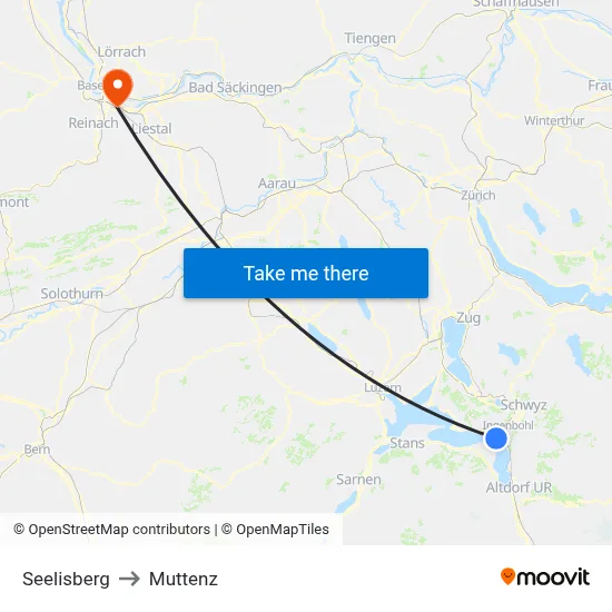 Seelisberg to Muttenz map