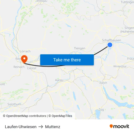 Laufen-Uhwiesen to Muttenz map