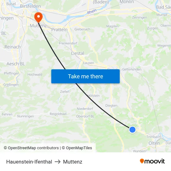 Hauenstein-Ifenthal to Muttenz map