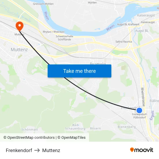 Frenkendorf to Muttenz map
