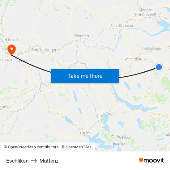 Eschlikon to Muttenz map