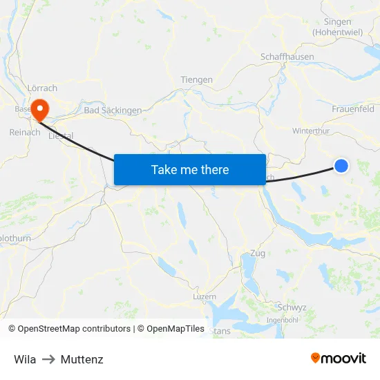 Wila to Muttenz map