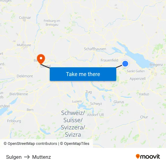 Sulgen to Muttenz map