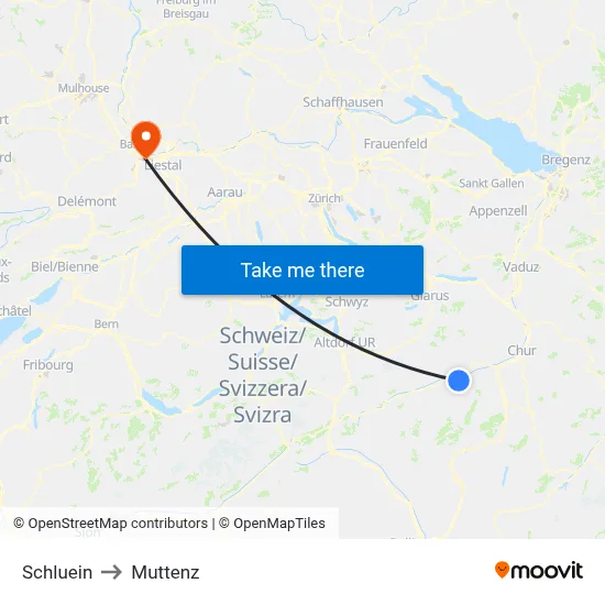 Schluein to Muttenz map